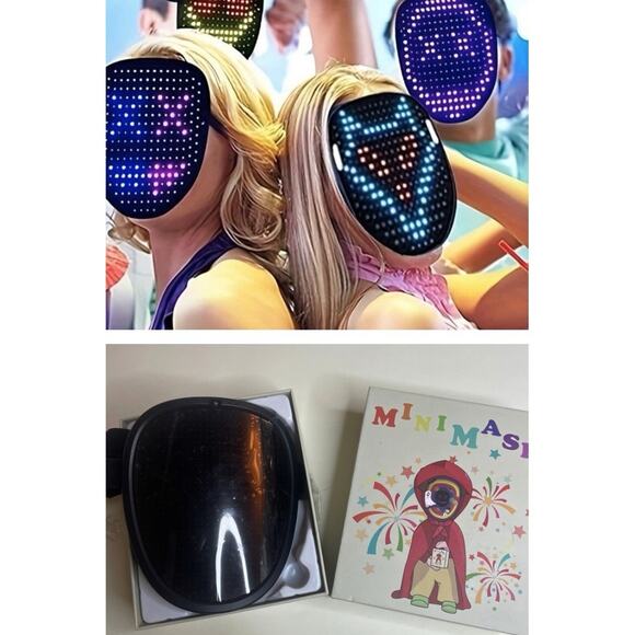 LED Light Up Mask Adults Kids Halloween Cosplay Party Multiple Digital Faces NEW - Picture 1 of 9